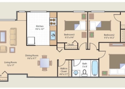 Floorplan - Larchwood Garden Apartments