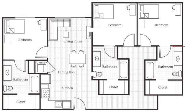 C2 Floorplan 1266 sqft - Watercress