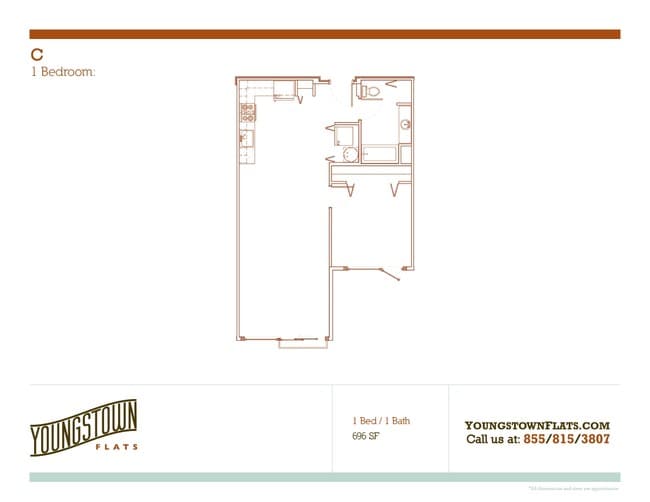1 Bedroom C - Youngstown Flats