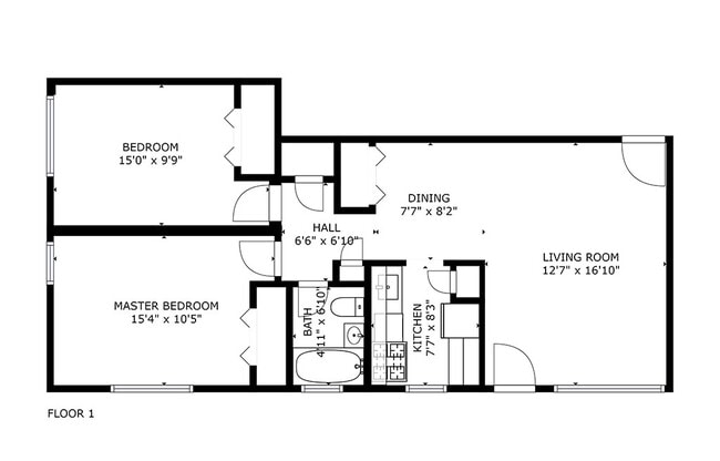2 BD 1 BA Option A 797 sq ft - Marlow Heights Apartments
