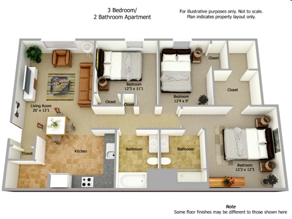 3BR/2BA - Meadowood Apartments