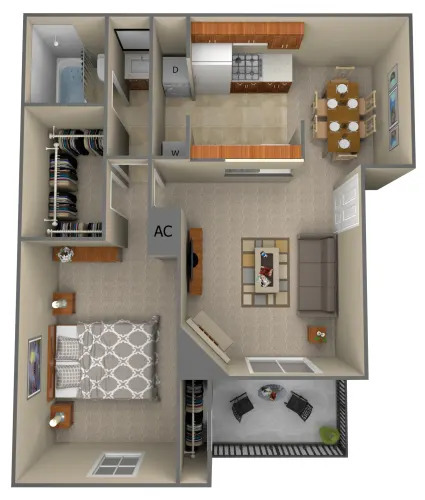 1-Bedroom/1-Bathroom - Four Winds Apartment Homes