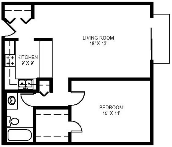 One Bedroom A - Buffalo Creek Apartments