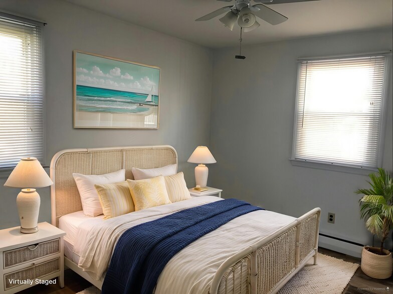 Bedroom 1 - Virtually Staged (Photo of downstairs unit with same layout) - 109 W Brigantine Ave