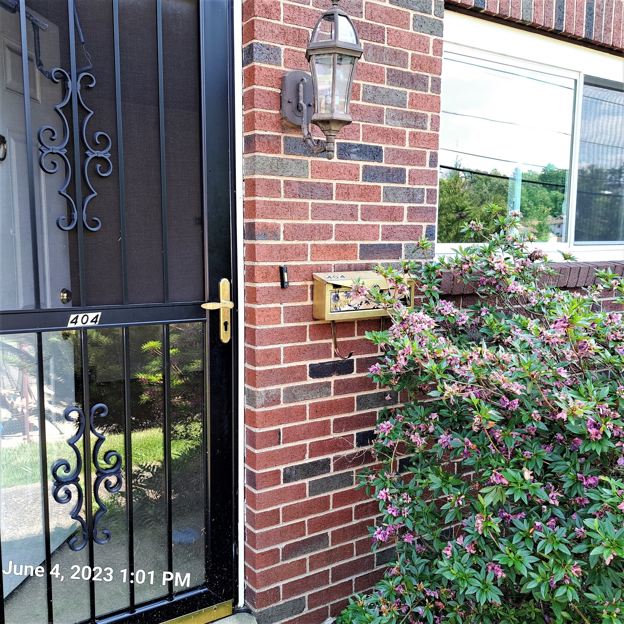 Front door with night light and mail box - 416 Brierly Ln
