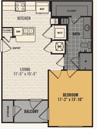 1 Bed 1 Bath 624ft - The Royce at 8100