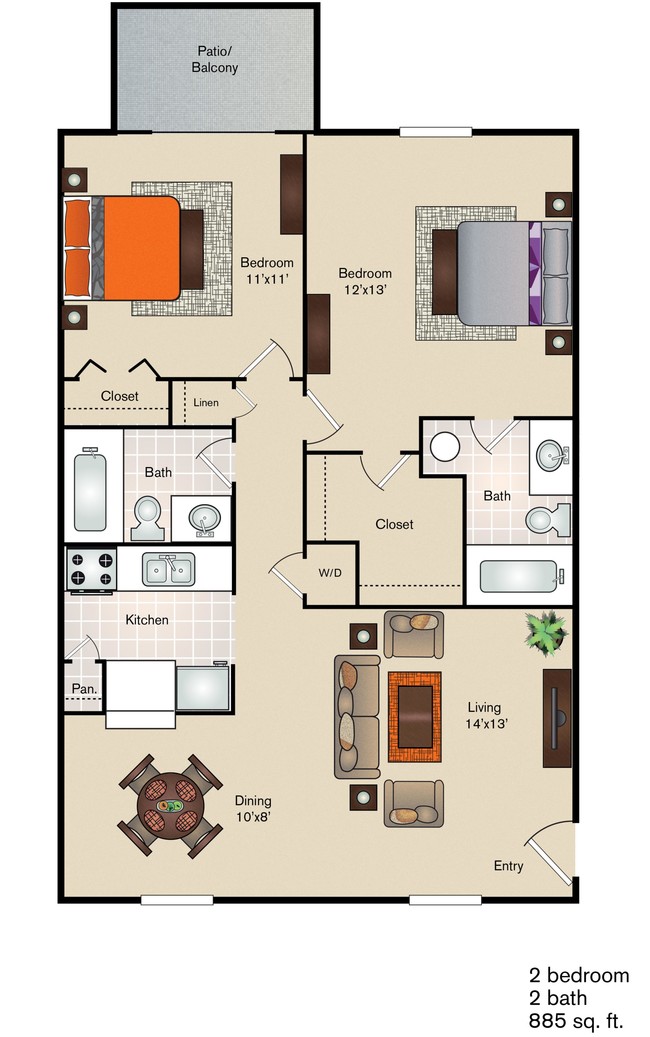 2BR/2BA - Rock Brook Apartments