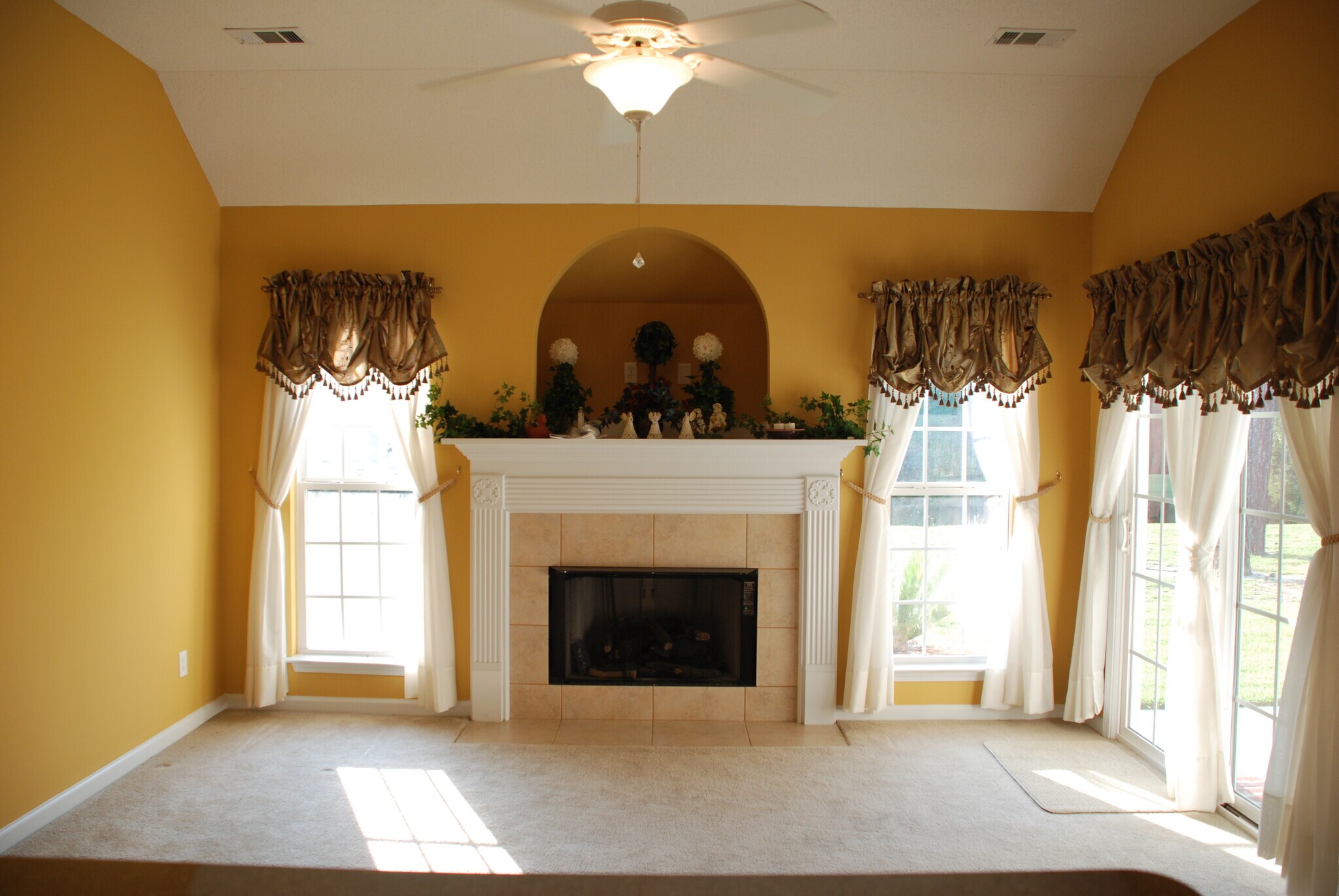Family room with gas fireplace - 145 White Dogwood Ln