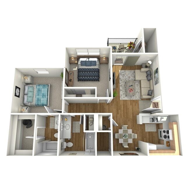 2 Bedroom Floor Plan - Fort Branch at Trumans Landing