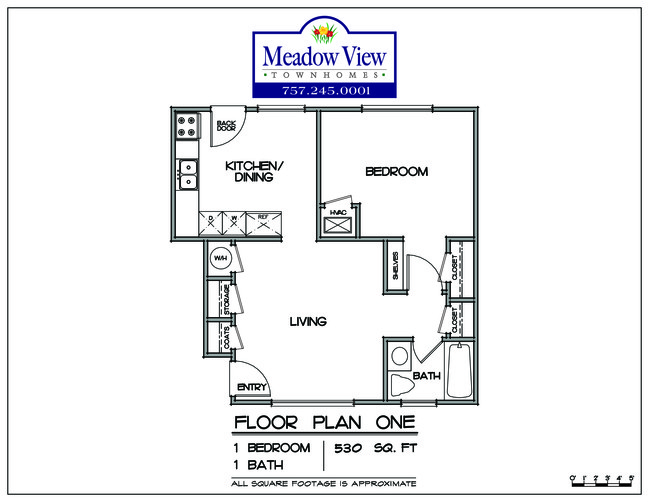 1BED 1BA | FLOOR PLAN ONE - Meadowview Apartments