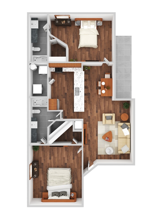 Explore this thoughtfully designed apartment layout, combining modern style and practicality. - The Cove