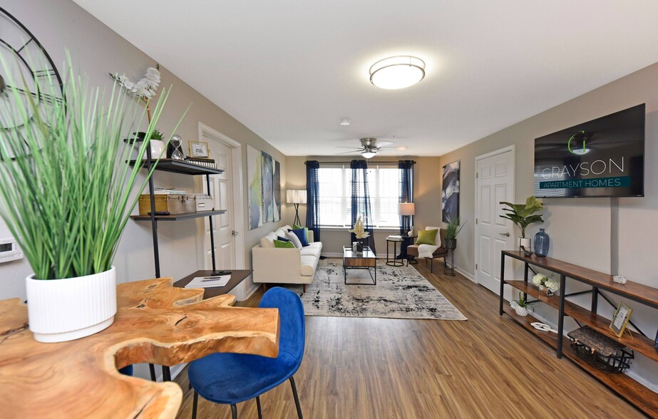 Living Room with Hardwood Style Flooring - Grayson