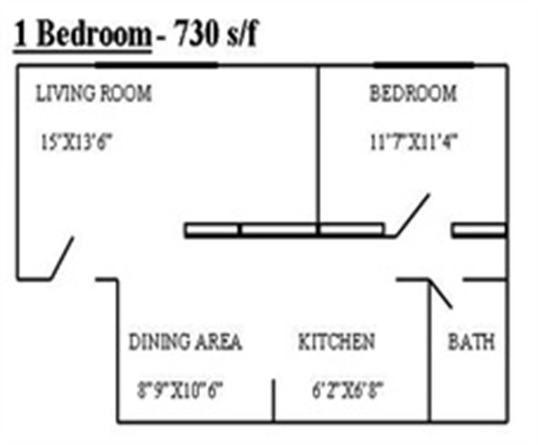 1 bdrm - approx. 730s/f - Parkview Plaza Apartments