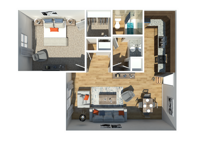 Explore this beautifully designed apartment layout emphasizing style and practicality. - The Avenue Nashville West