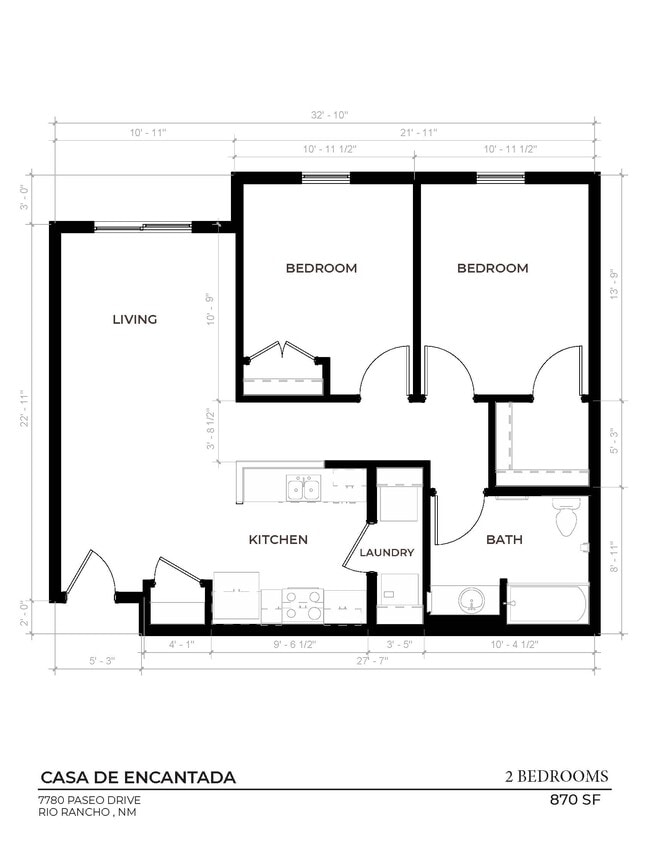 Two Bedroom - 875 SF - Casa de Encantada Senior Apartments