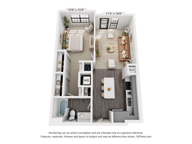 1-Bedroom 1-Bathroom | 741 sqft - The Whit