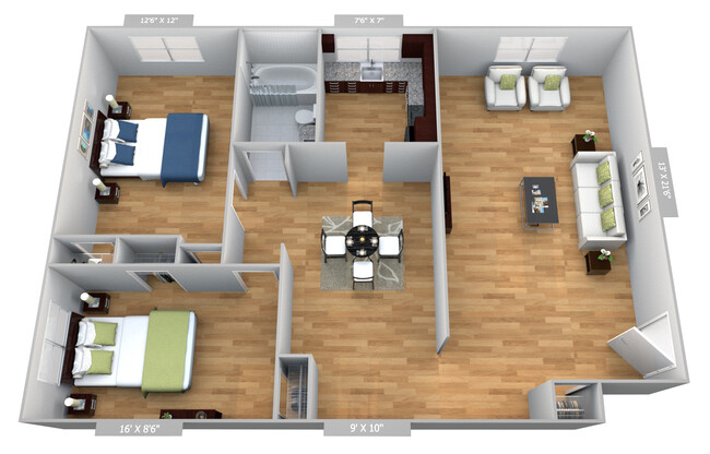 Floorplan - Park Row and New Scotland Gardens Apartments