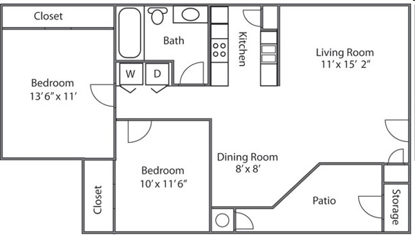 2BR/1BA - Parkgate Apartments