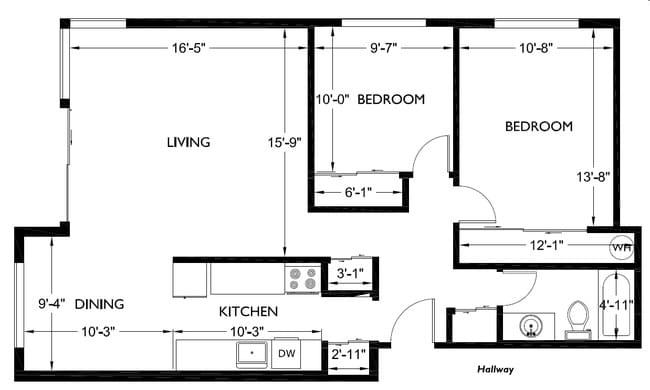2BR/1BA - Corner House Apartments