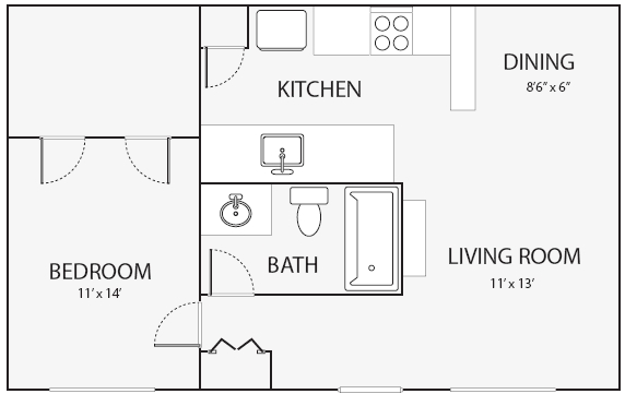 1BR/1BA - Oak Park Apartments