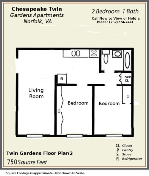 Floor Plan 2 - Twin Gardens Apartments
