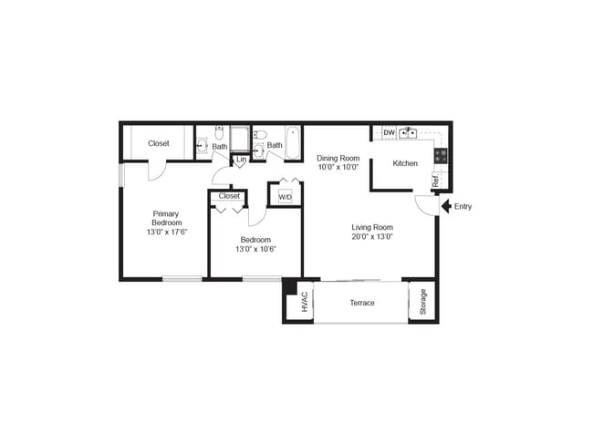 Two Bedroom Two Bathroom - Valley Stream Apartments