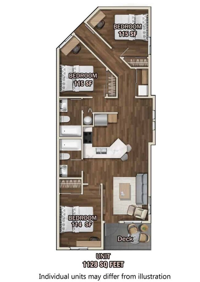 2 Bedroom / 1.5 Bathroom Floor Plan - 500 Square