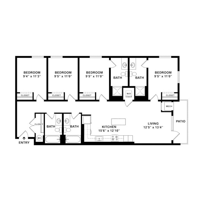 4x4 B with Dimensions - Ascend RVA Student Living