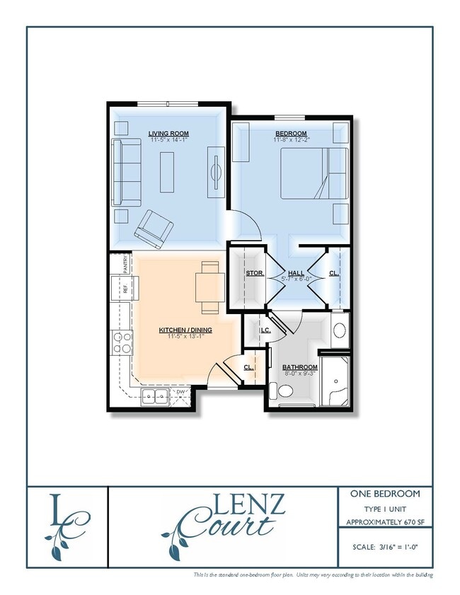 1 BR Floor Plan - Lenz Court Senior Apartments
