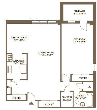 1BR/1BA - Cornell Arms