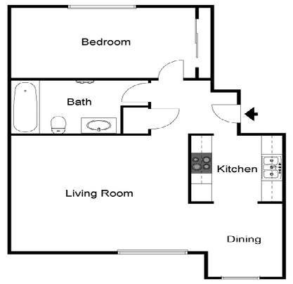 1BR/1BA - Courtyards at Cedar Hills