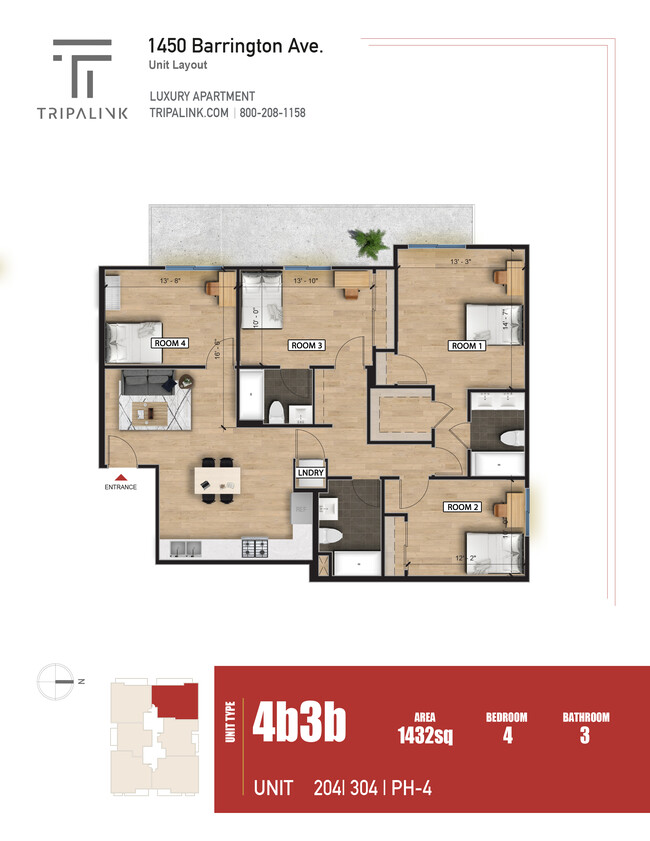 Floorplan - 1450 S Barrington Ave