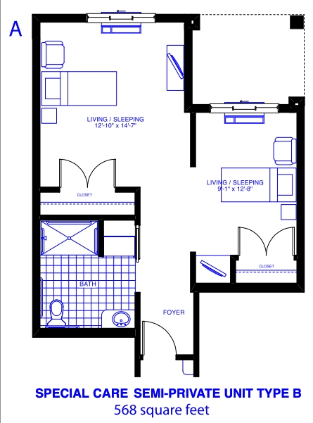 Special Care Semi-Private Unit Type B - Patriots Landing Independent/Assisted Living