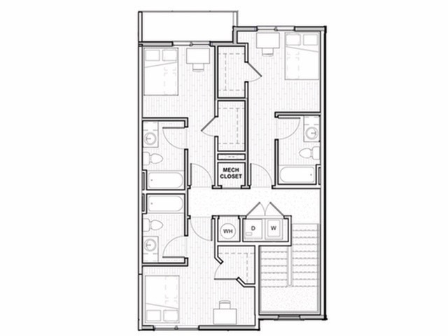 4x4 Townhome 2nd floor - Student | Uncommon Wilmington