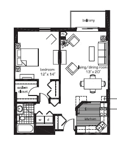 1BR/1BA - River West Apartments