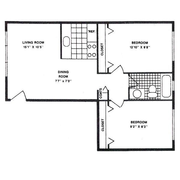 2BR/1BA - Manor House Apartments