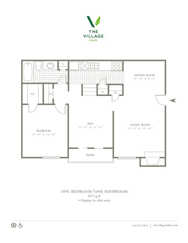 One Bedroom/One Bath - 853sf - The Village Chase
