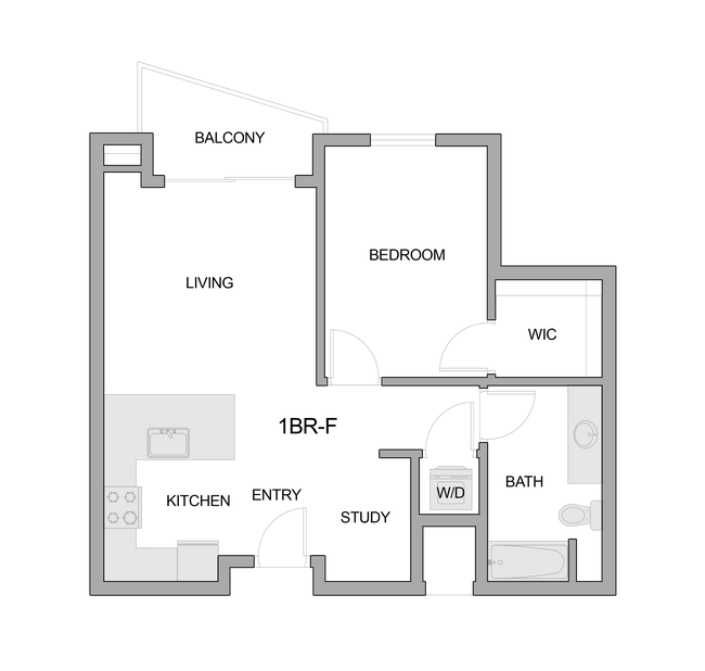 2D Floor Plan Rendering of a One-Bedroom Apartment - Textur