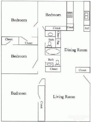 4 Bedroom Floorplan - Bella Vista Apartments