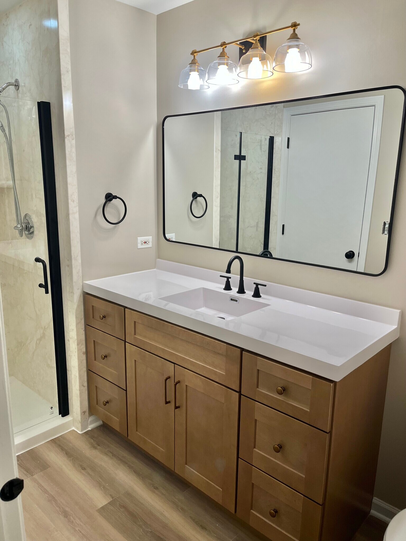New master bath with new vanity, shower and tub - 17537 S Gilbert Dr