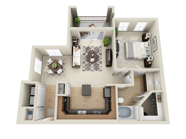 1A | 1 Bed, 1 Bath Floor Plan - Sorrento at Tuscan Lakes