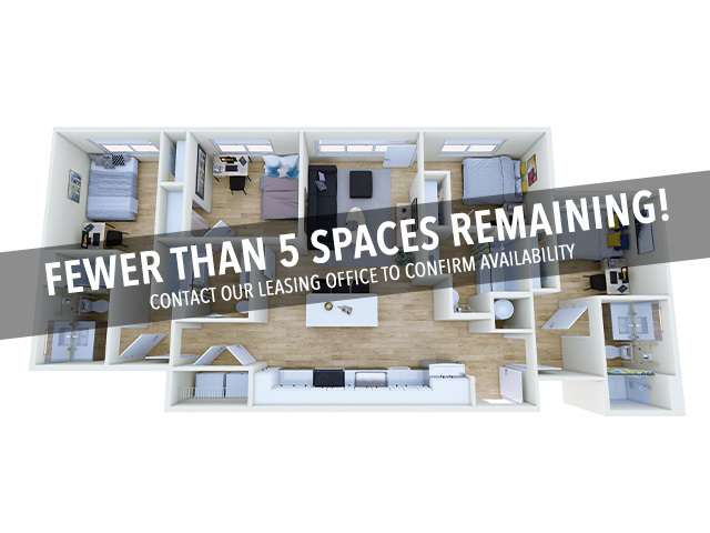 Beds A, B, C & D - Private - Fewer Than 5 Spaces Remaining! - Identity Davis Student Apartments