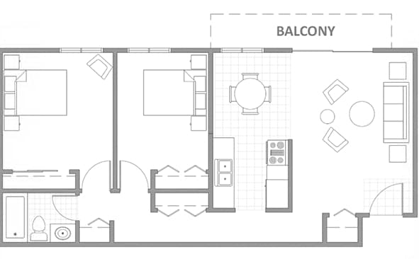2BR/1BA - Evergreen East Apartments