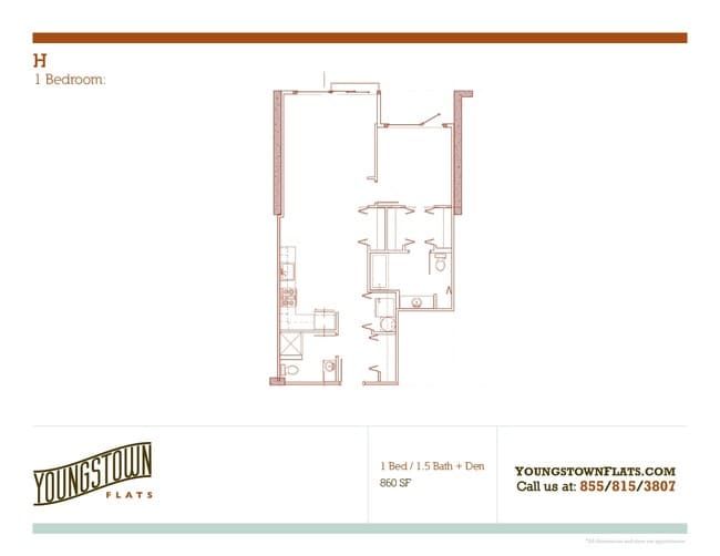 1 Bedroom H - Youngstown Flats