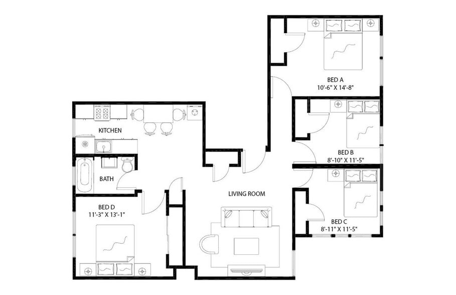 Building Photo - Private bedroom in 4 bed/1 bath Home