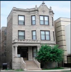 Close up 2523 N California - Logan Square Greystone