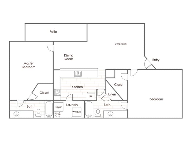 Explore the versatile layout of this contemporary apartment, ideal for both relaxation and entertainment. - The Cove