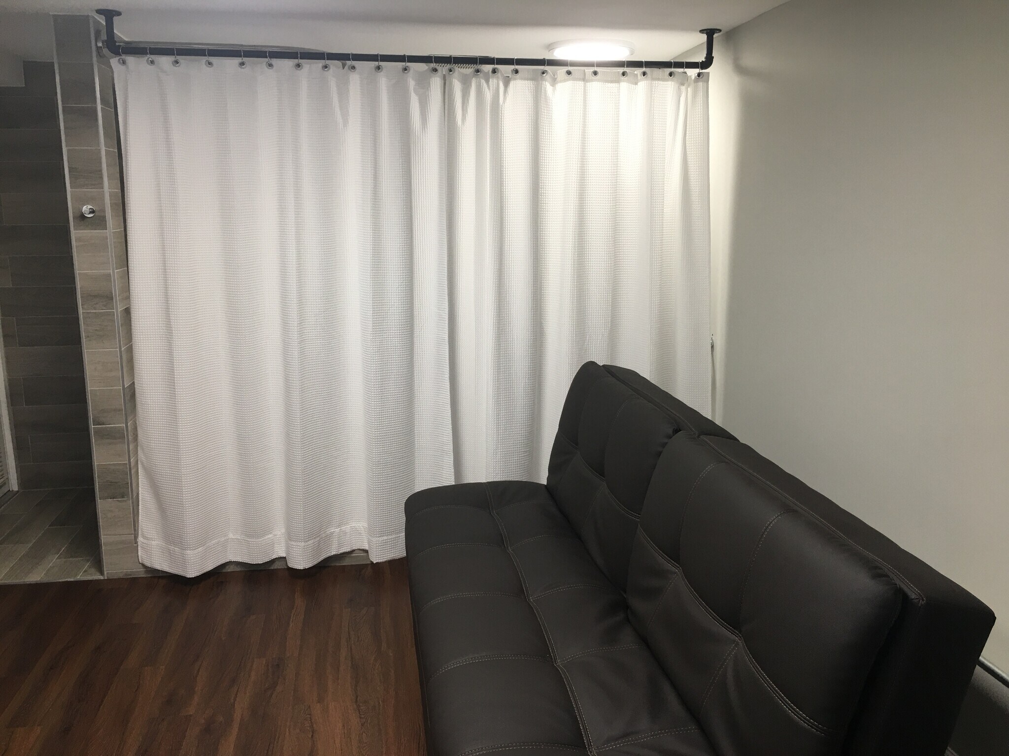 Full size leather futon shown. Fits queen or full. - 415 9th St