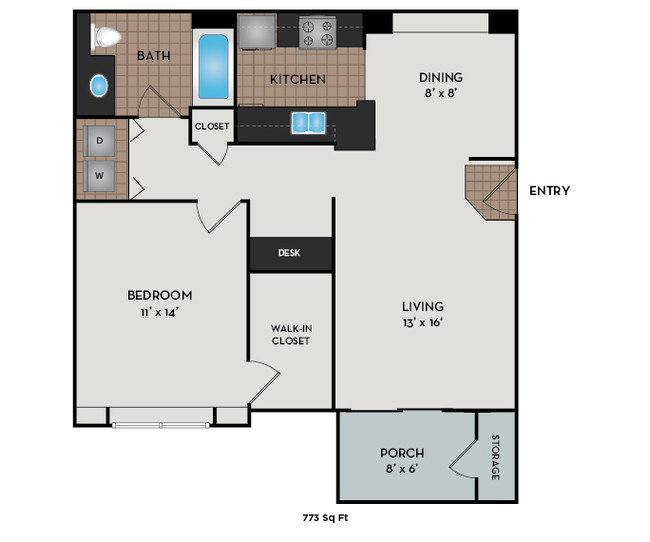 Arbor floor plan - 773 Sq Ft - Highland Crossing and Highland Square