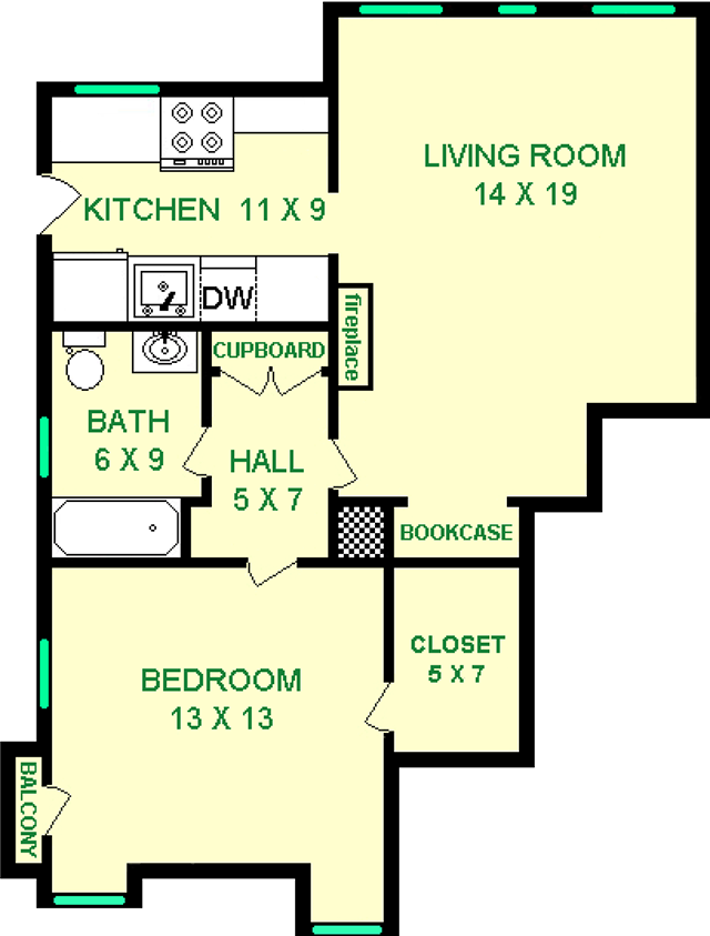 Boltonia One Bedroom Floorplan - Baum Grove